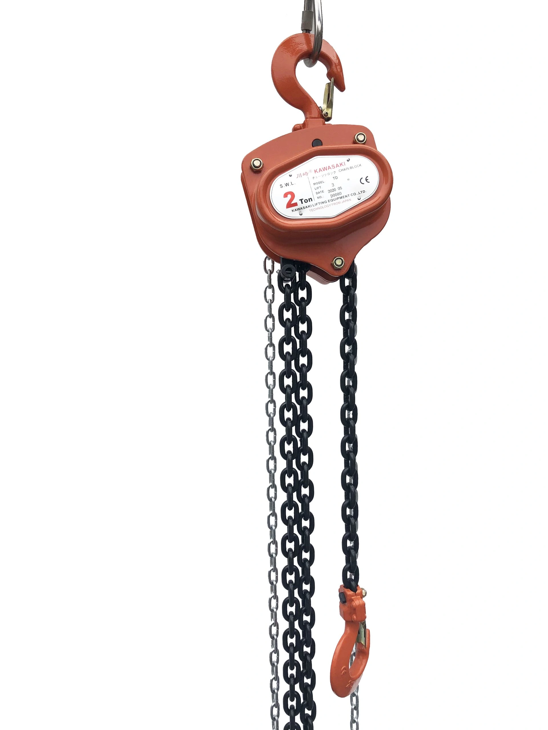 Kawasaki TD 3T manual chain hoist for OEM branding, chain finish and packaging customization