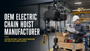 OEM Electric Chain Hoist Manufacturer Custom Voltage, Load Chain, Branding and RFQ Guide for Global Buyers