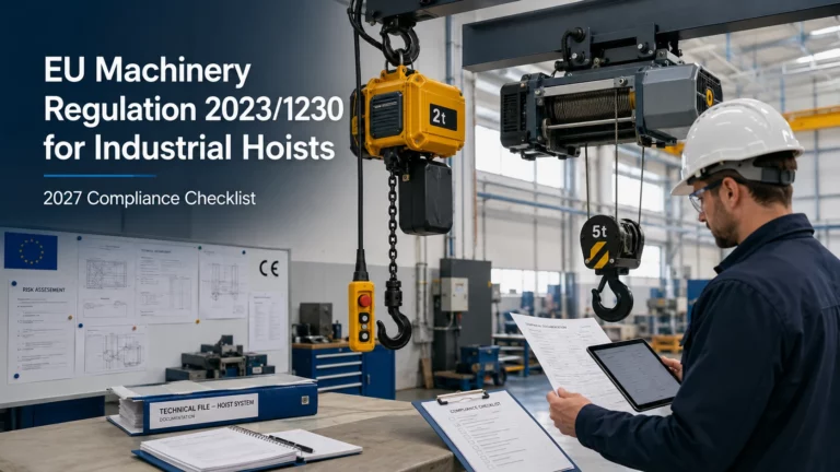 EU Machinery Regulation 20231230 for Industrial Hoists 2027 Compliance Checklist for Manufacturers and Importers