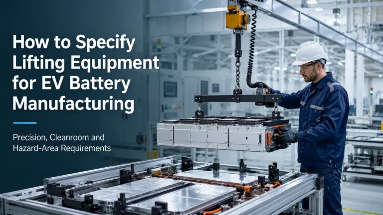 How to Specify Lifting Equipment for EV Battery Manufacturing Precision, Cleanroom and Hazard-Area Requirements