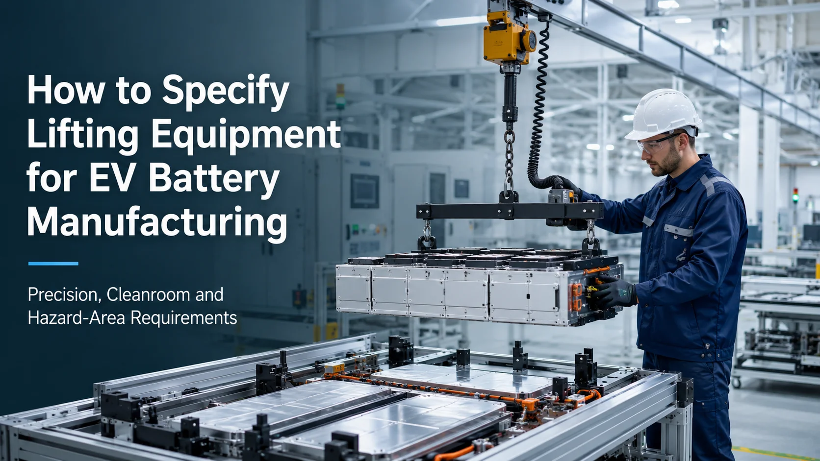 How to Specify Lifting Equipment for EV Battery Manufacturing Precision, Cleanroom and Hazard-Area Requirements