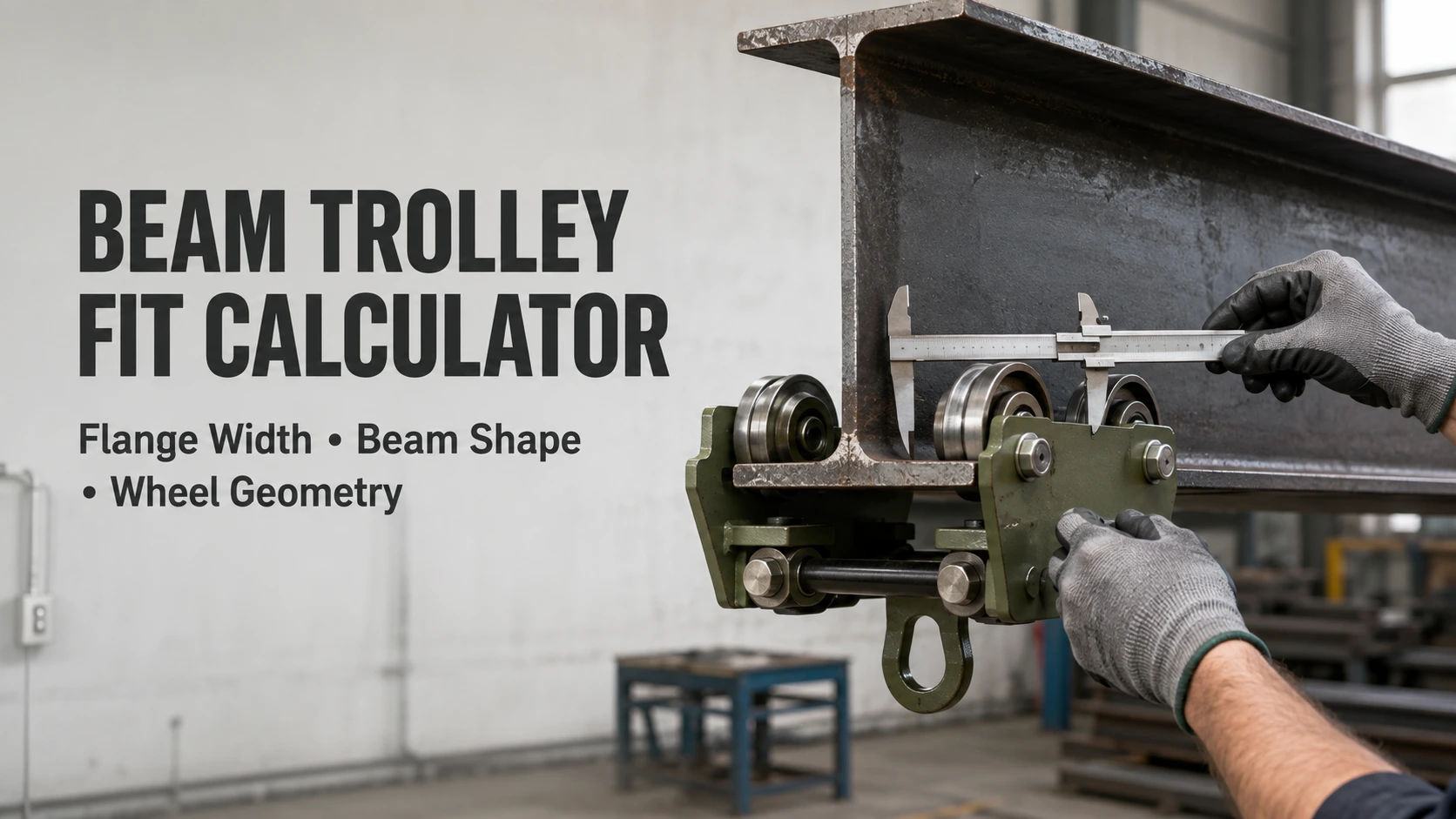 Beam Trolley Fit Calculator Flange Width, Beam Shape and Wheel Geometry