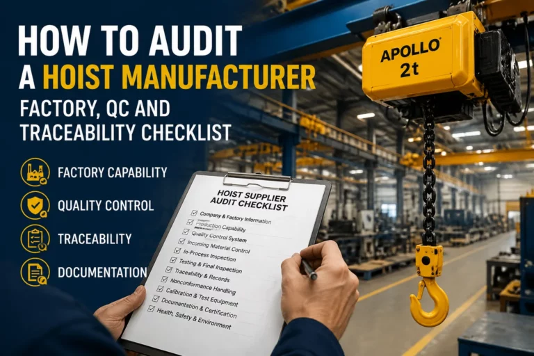 How to Audit a Hoist Manufacturer Factory, QC and Traceability Checklist