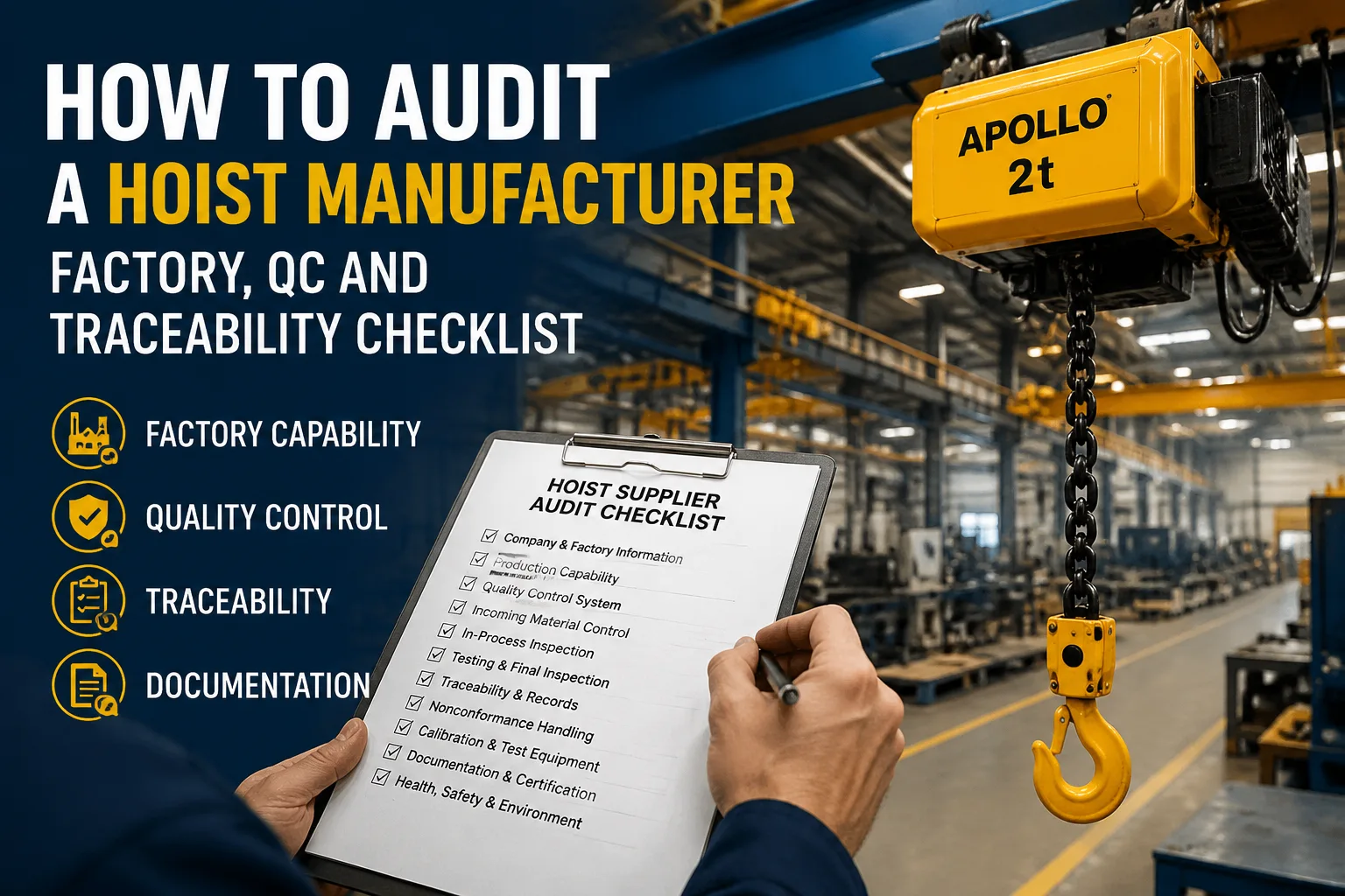 How to Audit a Hoist Manufacturer Factory, QC and Traceability Checklist